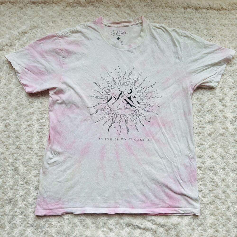 Lotus Fashion Los Angeles Womens Cotton Tie Dye Sustainable White T Shirt Large